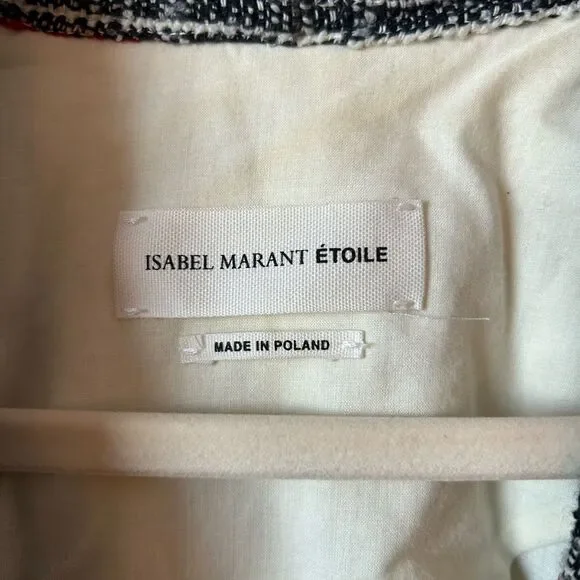 Isabel Marant Etoile Tweed Blazer in Black/Red/White, Size 36 (US S) - Picture 11 of 12